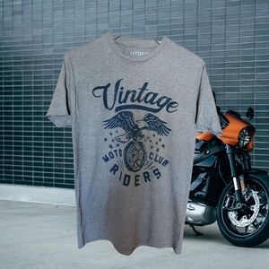 Hybrid & Company Gray s M Vintage Moto Club Tee New